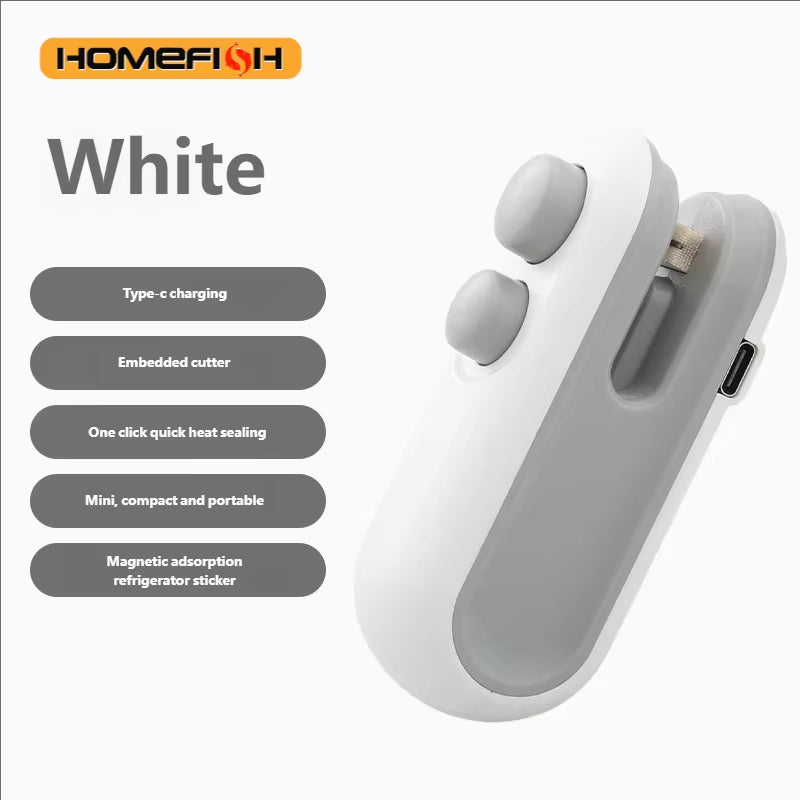 Mini Handheld Heat Sealer USB Rechargeable Food Storage Bag Plastic Packaging Machine Clip Bag Portable Food Sealer